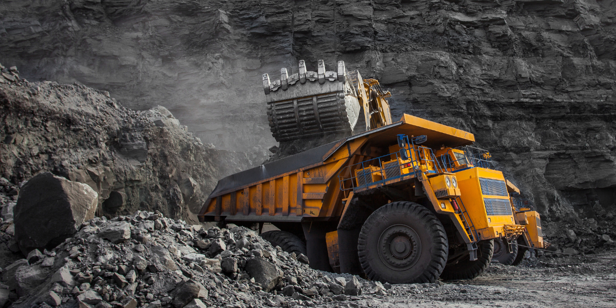Raw minerals in an open mine